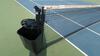 LOT, 3 TENNIS NETS AND POLES, ALL BALLBINS AND RAQUET HOLDERS, ROLLER MOPS, BROOMS, 1 PICNIC TABLE, LOWER TENNIS COURT, FLOOR, RM - 4