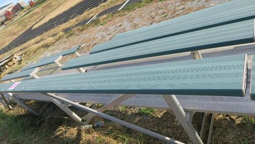 BLEACHER UNIT, ALUM-A-STANDS, 22' LONG, GREEN SEATS, TRACK, FLOOR, RM