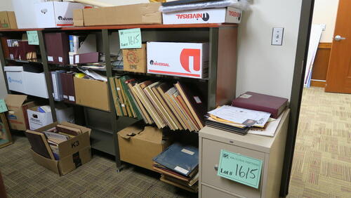 LOT, BOOKSHELF PLUS CONTENTS, FILE CABINET PLUS CONTENTS, MOSTLY SCC ITEMS, SEVERAL BOOKS OF NEWSPAPER CLIPPINGS, OTHER MISC ITEMS, HUNDLEY, 2ND FLOOR