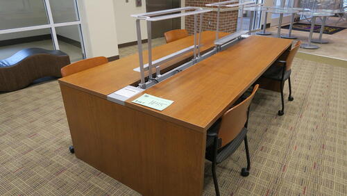 LOT, 4 PLACE STUDENT STUDY TABLES WITH LIGHTS AND 4 ROLLING CHAIRS, HUNDLEY, 1ST FLOOR, RM EAST