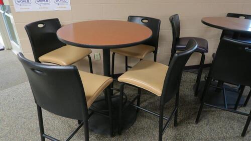 LOT, 3 HI TOP TABLES AND 11 HIGH CHAIRS, SPALDING, LOWER LEVEL FLOOR, RM STUDENT CENTER