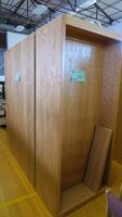 LOT, 8 LARGE SINGLE SIDED WOODEN BOOK CASES WITH SHELVES IN LIGHT OAK, LOURDES, UPPER FLOOR, RM GYM