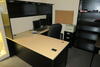 LOT, 1-L SHAPED STEEL DESK WITH BRIDGE, 1-DESK CHAIR, 1-ARM CHAIR, 1-CORK BOARD, 1-HON STEEL BOOK CASE, 1-PRINTER STAND, 1-HON 2 DRAWER LATERAL FILE CABINET, 1-SMALL 3 DRAWER VERTICAL FILE CABINET, 1-BROTHER HL-1440 LASER PRINTER, 1-DELL OPTIPLEX COMPUTER - 3