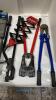 Various hand tools including crimping gear rivet sets and bolt croppers - 3