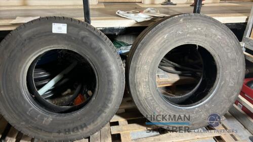 2x used tyres. Tractor unit , Continental 295/80R22.5. Goodyear 385/65R22.5