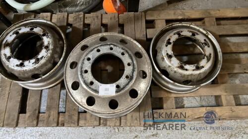 3x wheel rims. Various sizes. Truck/trailer spares.