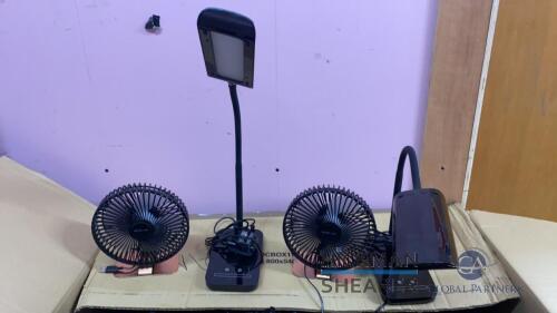 A quantity of lamps (24) and fans (9)