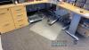 Office furniture: L-shape desk with wood top and metal storage cabinet, (delay pickup) furniture only