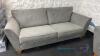 John Lewis grey leather sofas with wood legs, 208 cm long x 93cm wide x2, (upstairs hanger 4) - 2