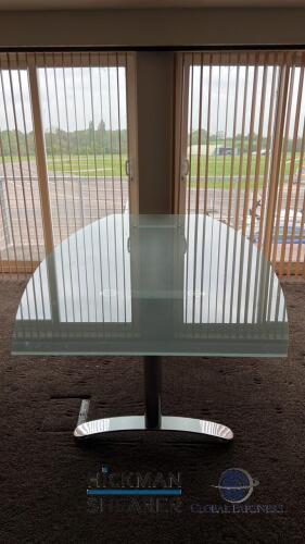 Frosted glass Conference table, metal chromed legs & feet - Length 240cm long
