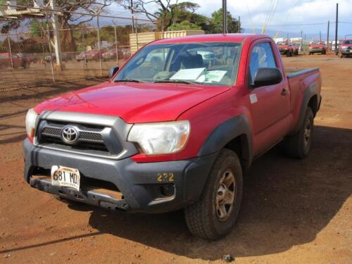 2013 TOYOTA TACOMA 4X4 PICKUP, 33,609 MILES, VIN/SERIAL:5TFPX4EN2DX017983, LICENSE:681MDJ, W/TITLE, (HC&S No. 222)