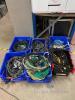 (Qty 6) Plastic Tubs of Various AV Cables and Power Cables