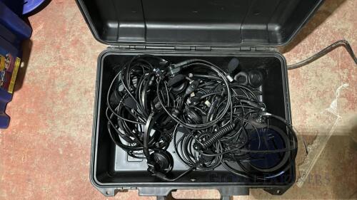 Flight Case containing Single Ear Microphone Headsets