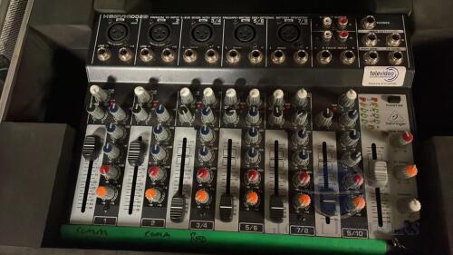 Behringer XENYX 1002B 10 Input 2 Bus Mixer in Flight Case