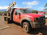 2007 FORD F450 FLATBED, DIESEL, WITH STELLAR 4420 CRANE, LINCOLN ELECTRIC 305G RANGE WELDER, VIN:1FDXF47P77EA67842, LICENSE:632MDG, W/TITLE, (BROKEN DASHBOARD), (HC&S No.425)