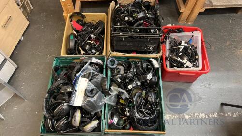 (Qty 5) boxes of faulty, damaged, spares and repairs headsets