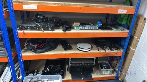 Contents of shelf, to include: Camford Audio MS731, various head phones, Rane HC6, plus more see photos