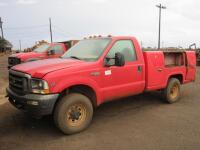 2002 FORD F350 1 UTILITY BED PICKUP, 120,646 MILES, VIN/SERIAL:1FTSF31S62EC86645, W/TITLE, (TRUCK STEERING WHEEL AND KEY NEEDS REPAIR), (HC&S No. 423)