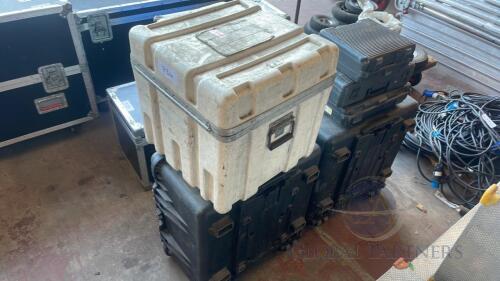 (Qty 6) Various Plastic Flight Cases/Boxes including 2x Mobile PELI Cases