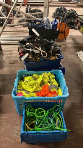 7 Containers including Travel Kit, Rope, Hi-Vis Vests, Safety Harnesses etc