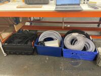 3 x Plastic Crates of Plastic Hose, Plastic Tubing and Mesh Cable Protector as Lotted