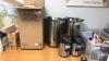 Site Catering Supplies to include 2 x Swan Hot Water Boilers Urns; 1 x Oypla Hot Water Urn (Boxed New); 2 x Hot Liquid Dispensers; 2 X Kettles; 2 x Microwave Ovens; Cleaning Products; Tea and Coffee; Paper Cups; Sugar Sticks; Wooden Spoons; As Lotted - 2