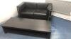 (Qty2) 1 x Black Leather effect 2 seater sofa with coffee table