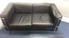 (Qty2) 1 x Black Leather effect 2 seater sofa with coffee table - 2