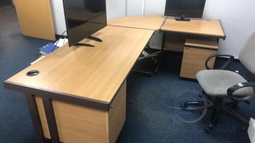 Curved Office desk with 3 drawer pedestal with 2 drawer mobile pedestal