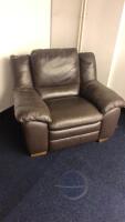 Brown leather effect arm chair