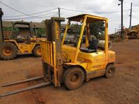 HYSTER H50XM PROPANE FORKLIFT, 4600 LB. CAPACITY, 7,084 HRS, PNEUMATIC TIRES, ( NEEDS BRAKES), VIN/SERIAL:H177B05726V, (HC&S No. 668)