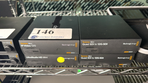 (1) BLACKMAGIC DESIGN TERANEX MINI IP VIDEO 12G, (2) TERANEX MINI QUAD SDI TO 12G-SDI, AND (1) ULTRASTUDIO HD MINI