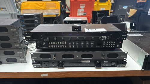 LOT OF (1) WOHLER IAM-MIX, (1) WOHLER AMP1A-PLUS ANALOG AUDIO MONITOR PANEL, (1) SONY BKM-16R MONITOR CONTROL UNIT, AND (1) FURMAN PL-PLUS C POWER CONDITIONER