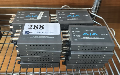 LOT OF (8) AJA HD10AMA DUAL RATE HD/SD 4 CHANNEL BALANCED AUDIO EMBEDDER/DISEMBEDDERS, AND (8) HD10AM 8 CHANNEL AES EMBEDDER/DISEMBEDDER