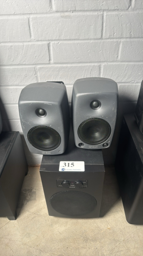 LOT OF (2) GENELEC 8030B SPEAKERS, AND (1) ADAM SUB8 SUBWOOFER