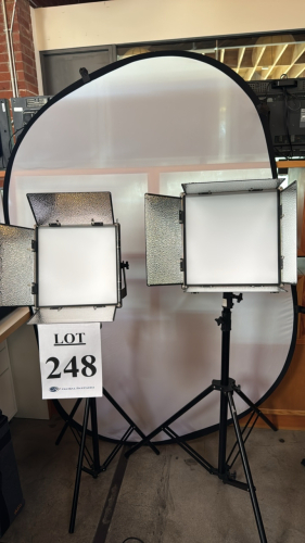(1) IKAN LYRA LB10 SOFT LED LIGHT WITH STAND AND SOFT CARRYING CASE AND (1) FALCONEYES LP-2005TD LED LIGHT WITH CARRYING CASE