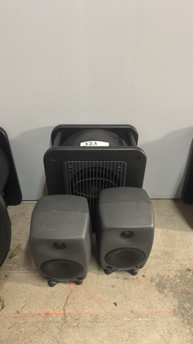 LOT OF (2) GENELEC 8030B SPEAKERS, AND (1) GENELEC 7040A WOOFER