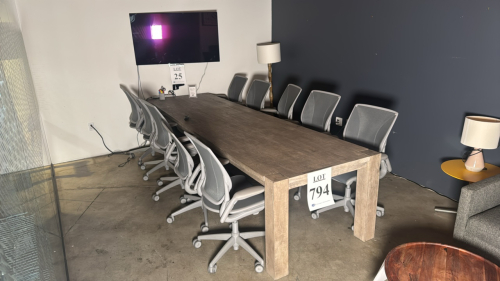 WOOD conference table with (10) chairs and office furniture