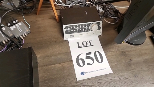 LOT OF A/V EQUIPMENT INCLUDING (1) SPL SURROUND CONTROL MONITOR MODEL 2489, (1) AJA HI5-4K-PLUS CONVERTER, (1) AJA FIDO-2R, (2) BLACKMAGIC DESIGN SDI TO AUDIO MINICONVERTERS, AND (1) BLACKMAGIC DESIGN SDI DISTRIBUTION MODULE