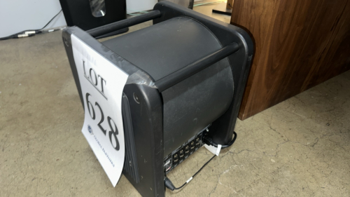 LOT GENELEC SPEAKER SYSTEM: (1) 7050B ACTIVE SUBWOOFER, (2) 8040A, (3) 8030A, AND (4) SPEAKER STANDS