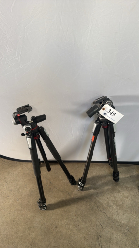 LOT OF (2) MANFROTTO 055 TRIPODS WITH (1) 804RC2 HEAD AND (1) MHXPRO-3W HEAD