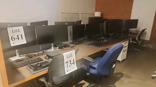 LOT OF (8) WORKSTATIONS EACH INCLUDING (2) MONITORS, (1) HP THINCLIENT MINI PC, AND (1) WACOM INTUOS PRO DRAWING TABLET WITH STYLUS<br/><br/>(3) WORKSTATIONS ALSO INCLUDE VARIDESK SIT/STAND RISERS