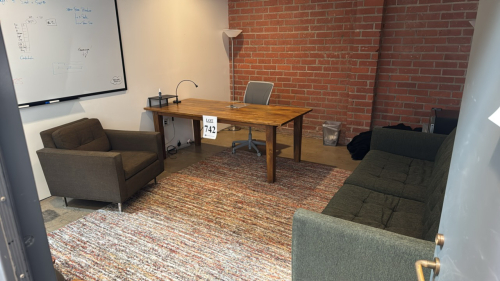 Office room furniture with mini fridge and lockable storage cabinets