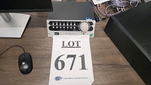 LOT OF A/V EQUIPMENT INCLUDING (1) SPL SURROUND CONTROL MONITOR MODEL 2489, (1) AJA HI5-4K-PLUS CONVERTER, (1) AJA FIDO-2R, (2) BLACKMAGIC DESIGN SDI TO AUDIO MINICONVERTERS, AND (1) BLACKMAGIC DESIGN SDI DISTRIBUTION MODULE