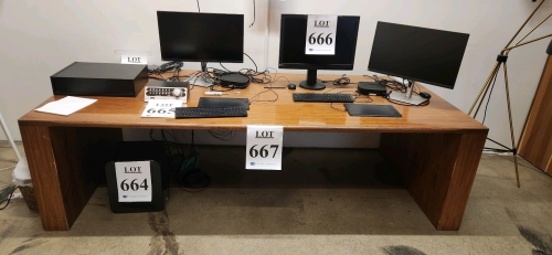 108"x38"x47" WORK DESK. DELAYED PICK UP, DESK ONLY CONTENTS NOT INCLUDED