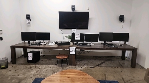 LOT OF (2) 96"x39.25"x30" WORK TABLES. DELAYED PICKUP. TABLES ONLY, CONTENTS NOT INCLUDED.