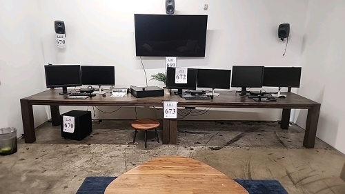 LOT OF WORKSTATIONS INCLUDING (8) MONITORS, (3) HP THINCLIENT MINI PCS, (4) WACOM INTUOS DRAWING TABLETS, KEYBOARDS, MICE, AND (1) DESK (INDICATED IN PICTURE)
