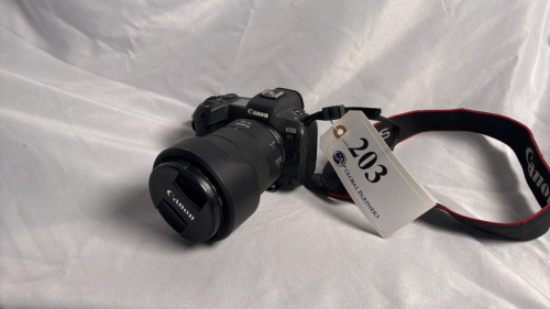 LOT OF (1) CANON EOS R5 CAMERA, (1) CANON RF 24-105MM F4 L IS USM LENS, (1) PELICAN CASE AND SHOOTING ACCESSORIES