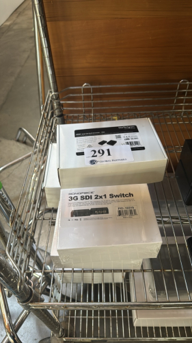 LOT OF (2) MONOPRICE 3G SDI 2X1 SWITCHES AND (2) 70M HDMI OVER CAT5E/6 EXTENDERS