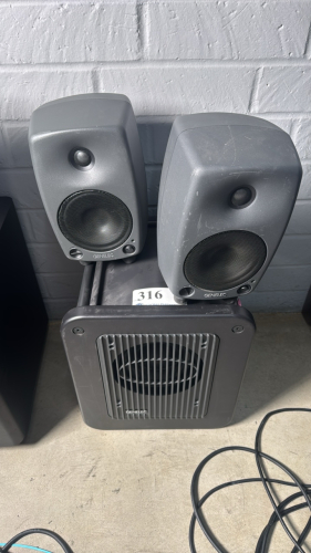 LOT OF (2) GENELEC 8030B SPEAKERS, AND (1) GENELEC 7050B WOOFER